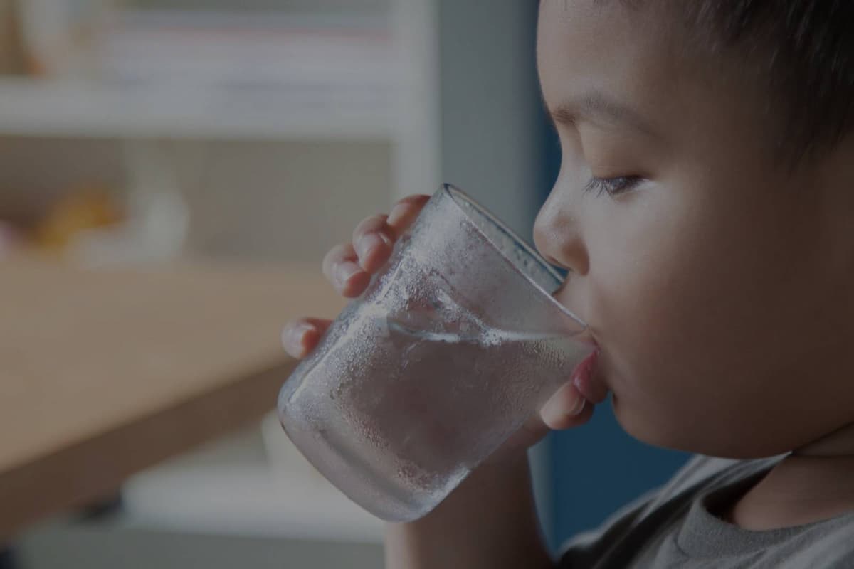 Child drinking clean water